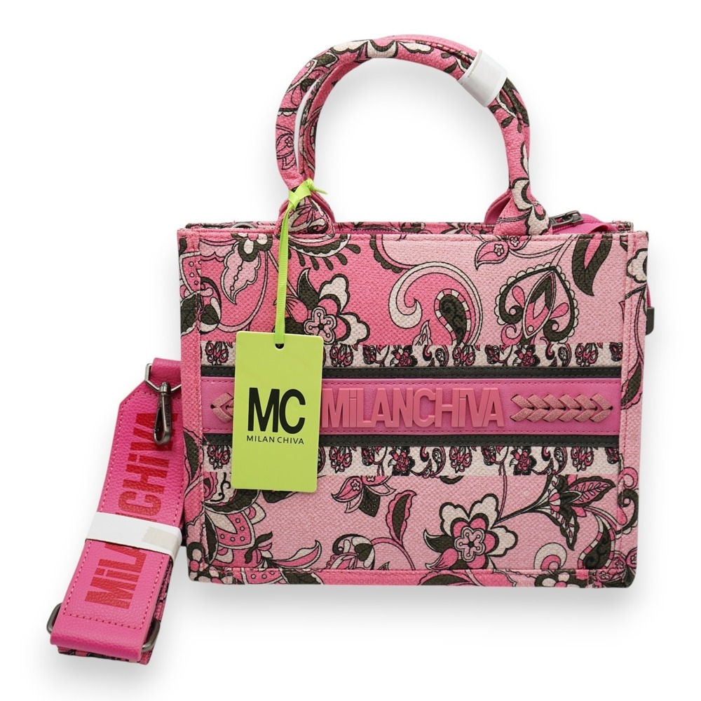 NWT Milan Chiva Tote Bags for Women Floral Top-handle Purse Pink MSRP $70